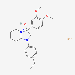 molecular formula C23H29BrN2O3 B2497894 3-(3,4-Dimethoxyphenyl)-1-(4-ethylphenyl)-3-hydroxy-2,3,5,6,7,8-hexahydroimidazo[1,2-a]pyridin-1-ium bromide CAS No. 1106769-45-2