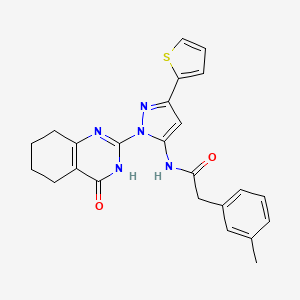 molecular formula C24H23N5O2S B2497897 N-(1-(4-oxo-3,4,5,6,7,8-hexahydroquinazolin-2-yl)-3-(thiophen-2-yl)-1H-pyrazol-5-yl)-2-(m-tolyl)acetamide CAS No. 1207051-10-2