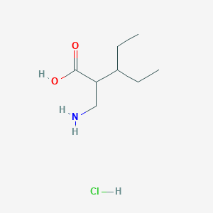 molecular formula C8H18ClNO2 B2497901 2-(Aminomethyl)-3-ethylpentanoic acid;hydrochloride CAS No. 2241144-75-0