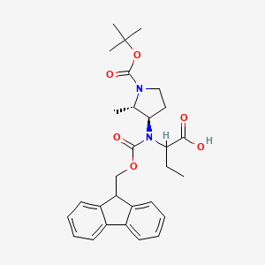 molecular formula C29H36N2O6 B2497909 2-[9H-Fluoren-9-ylmethoxycarbonyl-[(2S,3R)-2-methyl-1-[(2-methylpropan-2-yl)oxycarbonyl]pyrrolidin-3-yl]amino]butanoic acid CAS No. 2422964-56-3