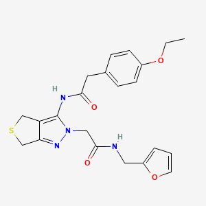 molecular formula C22H24N4O4S B2497919 2-(4-ethoxyphenyl)-N-(2-(2-((furan-2-ylmethyl)amino)-2-oxoethyl)-4,6-dihydro-2H-thieno[3,4-c]pyrazol-3-yl)acetamide CAS No. 1105217-30-8