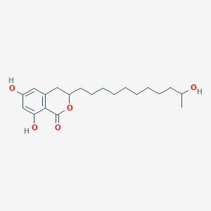 molecular formula C20H30O5 B2497928 3,4-Dihydro-6,8-dihydroxy-3-(10-hydroxyundecyl)isocoumarin CAS No. 154850-35-8