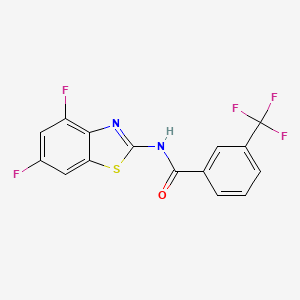 molecular formula C15H7F5N2OS B2497931 N-(4,6-difluoro-1,3-benzothiazol-2-yl)-3-(trifluoromethyl)benzamide CAS No. 749212-92-8