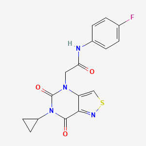 2-(6-cyclopropyl-5,7-dioxo-[1,2]thiazolo[4,3-d]pyrimidin-4-yl)-N-(4-fluorophenyl)acetamide