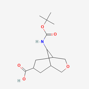 molecular formula C14H23NO5 B2497938 9-[(2-Methylpropan-2-yl)oxycarbonylamino]-3-oxabicyclo[3.3.1]nonane-7-carboxylic acid CAS No. 2551120-01-3