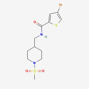 molecular formula C12H17BrN2O3S2 B2497944 4-溴-N-((1-(甲磺酰基)哌啶-4-基)甲基)噻吩-2-甲酰胺 CAS No. 1797318-76-3