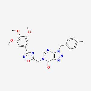 molecular formula C24H23N7O5 B2497946 3-[(4-Methylphenyl)methyl]-6-{[3-(3,4,5-Trimethoxyphenyl)-1,2,4-oxadiazol-5-yl]methyl}-3H,6H,7H-[1,2,3]triazolo[4,5-d]pyrimidin-7-on CAS No. 1207043-56-8