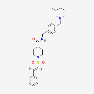 N-[[4-[(3-methylpiperidin-1-yl)methyl]phenyl]methyl]-1-[(E)-2-phenylethenyl]sulfonylpiperidine-4-carboxamide