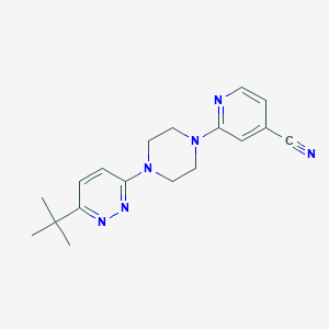 molecular formula C18H22N6 B2497955 2-[4-(6-Tert-butylpyridazin-3-yl)piperazin-1-yl]pyridine-4-carbonitrile CAS No. 2380172-50-7