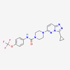 molecular formula C20H20F3N7O2 B2497960 4-(3-环丙基-[1,2,4]三唑并[4,3-b]吡嘧啶-6-基)-N-(4-(三氟甲氧基)苯基)哌嗪-1-甲酸乙酯 CAS No. 1058234-81-3