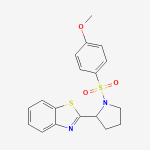 molecular formula C18H18N2O3S2 B2497975 2-{1-[(4-甲氧基苯基)磺酰]-2-吡咯啶基}-1,3-苯并噻唑 CAS No. 551930-96-2