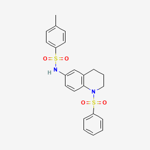 molecular formula C22H22N2O4S2 B2497998 4-methyl-N-(1-(phenylsulfonyl)-1,2,3,4-tetrahydroquinolin-6-yl)benzenesulfonamide CAS No. 946295-28-9