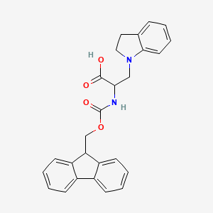 molecular formula C26H24N2O4 B2498007 3-(2,3-Dihydroindol-1-yl)-2-(9H-fluoren-9-ylmethoxycarbonylamino)propanoic acid CAS No. 2418642-87-0