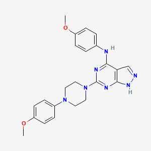 molecular formula C23H25N7O2 B2498026 N-(4-甲氧基苯基)-6-[4-(4-甲氧基苯基)哌嗪-1-基]-1H-吡唑并[3,4-d]嘧啶-4-胺 CAS No. 1105225-41-9