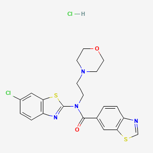 molecular formula C21H20Cl2N4O2S2 B2498032 N-(6-chlorobenzo[d]thiazol-2-yl)-N-(2-morpholinoethyl)benzo[d]thiazole-6-carboxamide hydrochloride CAS No. 1215574-38-1