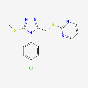 2-[[4-(4-Chlorophenyl)-5-methylsulfanyl-1,2,4-triazol-3-yl]methylsulfanyl]pyrimidine