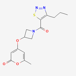 molecular formula C15H17N3O4S B2498039 6-methyl-4-((1-(4-propyl-1,2,3-thiadiazole-5-carbonyl)azetidin-3-yl)oxy)-2H-pyran-2-one CAS No. 1788680-19-2