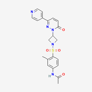 molecular formula C21H21N5O4S B2498043 N-[3-Methyl-4-[3-(6-oxo-3-pyridin-4-ylpyridazin-1-yl)azetidin-1-yl]sulfonylphenyl]acetamide CAS No. 2380189-05-7