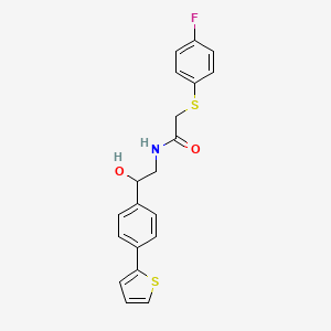 molecular formula C20H18FNO2S2 B2498046 2-[(4-fluorophenyl)sulfanyl]-N-{2-hydroxy-2-[4-(thiophen-2-yl)phenyl]ethyl}acetamide CAS No. 2380179-15-5