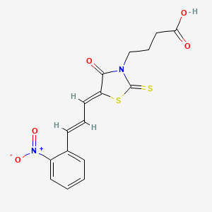 molecular formula C16H14N2O5S2 B2498048 4-((Z)-5-((E)-3-(2-nitrophenyl)allylidene)-4-oxo-2-thioxothiazolidin-3-yl)butanoic acid CAS No. 301688-79-9