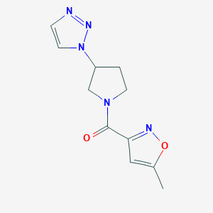 molecular formula C11H13N5O2 B2498061 (3-(1H-1,2,3-三唑-1-基)吡咯啉-1-基)(5-甲基异噁唑-3-基)甲酮 CAS No. 1798466-02-0