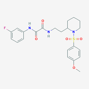 molecular formula C22H26FN3O5S B2498069 N1-(3-氟苯基)-N2-(2-(1-((4-甲氧基苯基)磺酰基哌啶-2-基)乙基)草酸二酰胺 CAS No. 898450-64-1