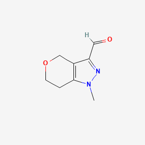 1-Methyl-6,7-dihydro-4H-pyrano[4,3-c]pyrazole-3-carbaldehyde