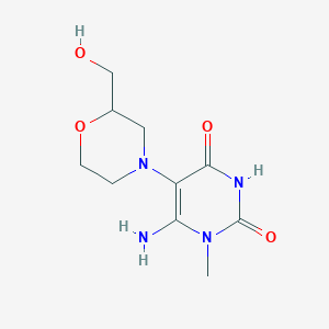 molecular formula C10H16N4O4 B2498072 6-氨基-5-[2-(羟甲基)吗啉-4-基]-1-甲基-1,2,3,4-四氢嘧啶-2,4-二酮 CAS No. 1511744-91-4