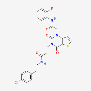 molecular formula C25H22ClFN4O4S B2498074 N-[2-(4-chlorophenyl)ethyl]-3-(1-{[(2-fluorophenyl)carbamoyl]methyl}-2,4-dioxo-1H,2H,3H,4H-thieno[3,2-d]pyrimidin-3-yl)propanamide CAS No. 899938-31-9
