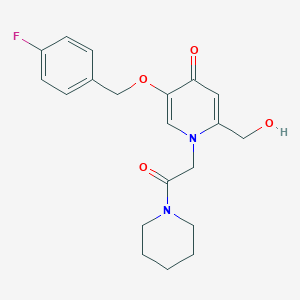 molecular formula C20H23FN2O4 B2498082 5-((4-fluorobenzyl)oxy)-2-(hydroxymethyl)-1-(2-oxo-2-(piperidin-1-yl)ethyl)pyridin-4(1H)-one CAS No. 946380-44-5