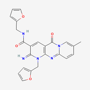 molecular formula C23H19N5O4 B2498087 N,1-bis(furan-2-ylmethyl)-2-imino-8-methyl-5-oxo-2,5-dihydro-1H-dipyrido[1,2-a:2',3'-d]pyrimidine-3-carboxamide CAS No. 510760-74-4
