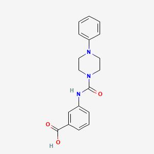 molecular formula C18H19N3O3 B2498088 3-{[(4-Phenylpiperazin-1-yl)carbonyl]amino}benzoic acid CAS No. 1429901-26-7