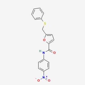 molecular formula C18H14N2O4S B2498104 N-(4-硝基苯基)-5-[(苯基硫基)甲基]呋喃-2-甲酰胺 CAS No. 831231-56-2