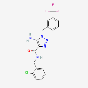 molecular formula C18H15ClF3N5O B2498112 5-amino-N-(2-chlorobenzyl)-1-[3-(trifluoromethyl)benzyl]-1H-1,2,3-triazole-4-carboxamide CAS No. 902557-29-3