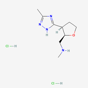 molecular formula C9H18Cl2N4O B2498119 N-Methyl-1-[(2R,3R)-3-(5-methyl-1H-1,2,4-triazol-3-yl)oxolan-2-yl]methanamine;dihydrochloride CAS No. 2155840-09-6