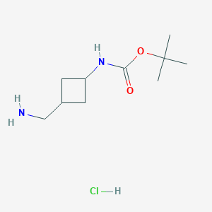 molecular formula C10H21ClN2O2 B2498124 tert-butyl N-[3-(aminomethyl)cyclobutyl]carbamate hydrochloride CAS No. 2089245-28-1