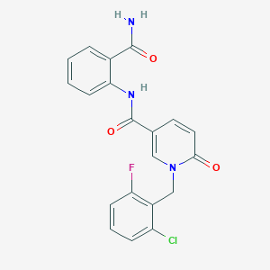 molecular formula C20H15ClFN3O3 B2498131 N-(2-carbamoylphenyl)-1-(2-chloro-6-fluorobenzyl)-6-oxo-1,6-dihydropyridine-3-carboxamide CAS No. 900009-81-6