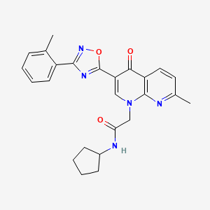 N-cyclopentyl-2-(7-methyl-4-oxo-3-(3-(o-tolyl)-1,2,4-oxadiazol-5-yl)-1,8-naphthyridin-1(4H)-yl)acetamide