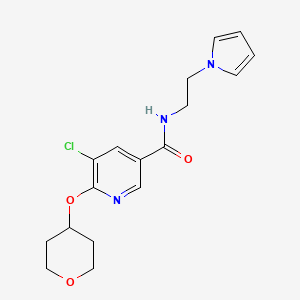 molecular formula C17H20ClN3O3 B2498135 N-(2-(1H-吡咯-1-基)乙基)-5-氯-6-((四氢-2H-吡喃-4-基)氧基)烟酰胺 CAS No. 1903024-66-7