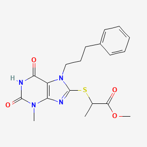 molecular formula C19H22N4O4S B2498138 2-[3-甲基-2,6-二氧杂-7-(3-苯基丙基)-2,3,6,7-四氢-1H-嘌呤-8-基硫基]-丙酸甲酯 CAS No. 370587-18-1