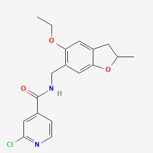 molecular formula C18H19ClN2O3 B2498141 2-chloro-N-[(5-ethoxy-2-methyl-2,3-dihydro-1-benzofuran-6-yl)methyl]pyridine-4-carboxamide CAS No. 1030693-12-9