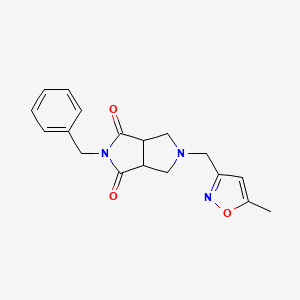 molecular formula C18H19N3O3 B2498142 5-Benzyl-2-[(5-methyl-1,2-oxazol-3-yl)methyl]-1,3,3a,6a-tetrahydropyrrolo[3,4-c]pyrrole-4,6-dione CAS No. 2415533-64-9