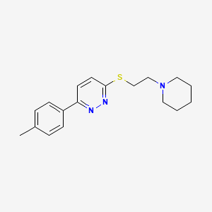 molecular formula C18H23N3S B2498143 3-((2-(哌啶-1-基)乙基)硫基)-6-(对甲苯基)吡啶嗪 CAS No. 941973-63-3