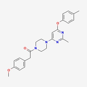 molecular formula C25H28N4O3 B2498151 2-(4-Methoxyphenyl)-1-(4-(2-methyl-6-(p-tolyloxy)pyrimidin-4-yl)piperazin-1-yl)ethanone CAS No. 1021090-58-3