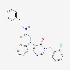 molecular formula C27H23ClN4O2 B2498153 2-(3-(2-氯苄基)-4-氧代-3H-嘧啶并[5,4-b]吲哚-5(4H)-基)-N-苯乙基乙酰胺 CAS No. 1190020-30-4