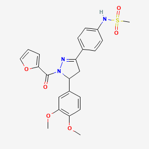 molecular formula C23H23N3O6S B2498163 N-(4-(5-(3,4-二甲氧基苯基)-1-(呋喃-2-羰基)-4,5-二氢-1H-嘧啶-3-基)苯基)甲磺酰胺 CAS No. 852140-84-2