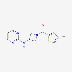 molecular formula C13H14N4OS B2498166 (4-甲硫代噻吩-2-基)(3-(嘧啶-2-基氨基)氮杂环丁烷-1-基)甲酮 CAS No. 2034605-26-8