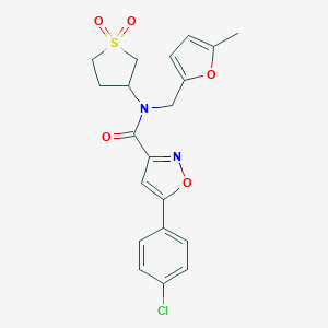 molecular formula C20H19ClN2O5S B249817 5-(4-chlorophenyl)-N-(1,1-dioxidotetrahydro-3-thienyl)-N-[(5-methyl-2-furyl)methyl]isoxazole-3-carboxamide 