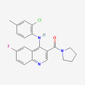 (4-((2-Chloro-4-methylphenyl)amino)-6-fluoroquinolin-3-yl)(pyrrolidin-1-yl)methanone