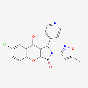molecular formula C20H12ClN3O4 B2498178 7-Chloro-2-(5-methylisoxazol-3-yl)-1-(pyridin-4-yl)-1,2-dihydrochromeno[2,3-c]pyrrole-3,9-dione CAS No. 874396-80-2